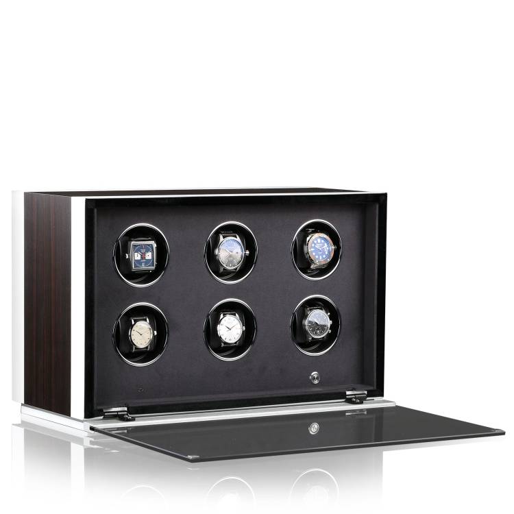 Chronovision Watch Winder Ambiance VI Ebony Silk White Silk - White
