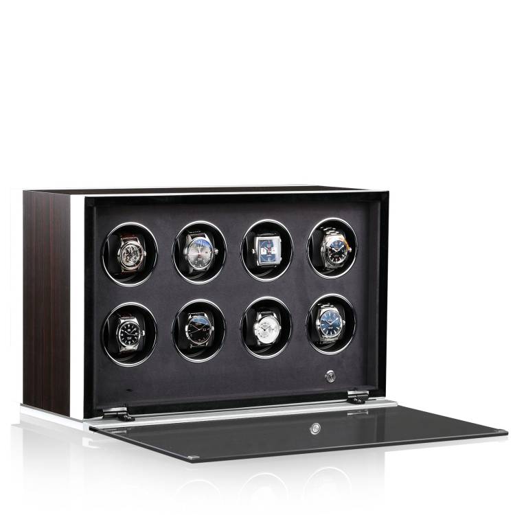 Chronovision Watch Winder Ambiance VIII Ebony Silk White Silk - White