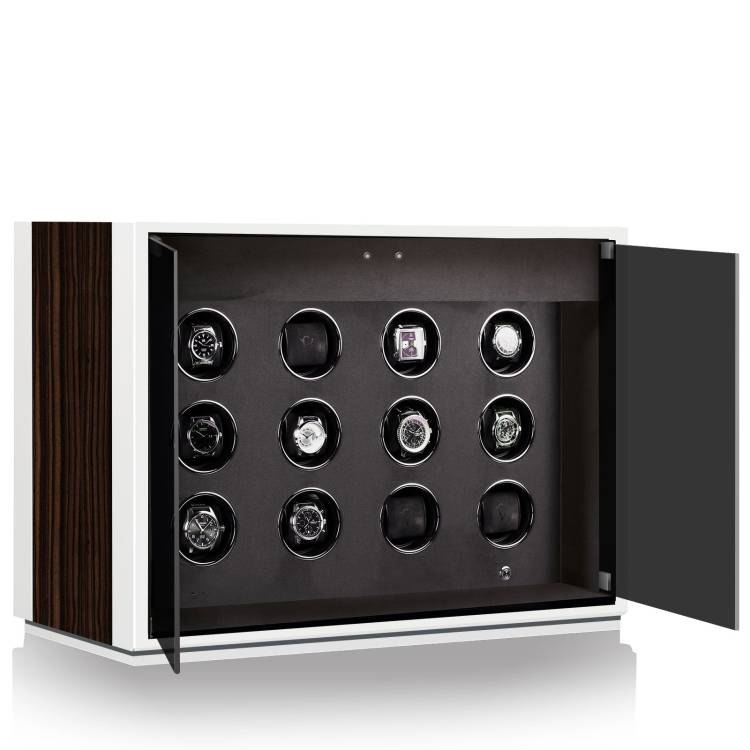 Chronovision Watch Winder Ambiance XII Ebony Silk White Silk - White