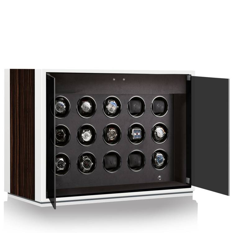 Chronovision Watch Winder Ambiance XV Ebony Silk White Silk - White