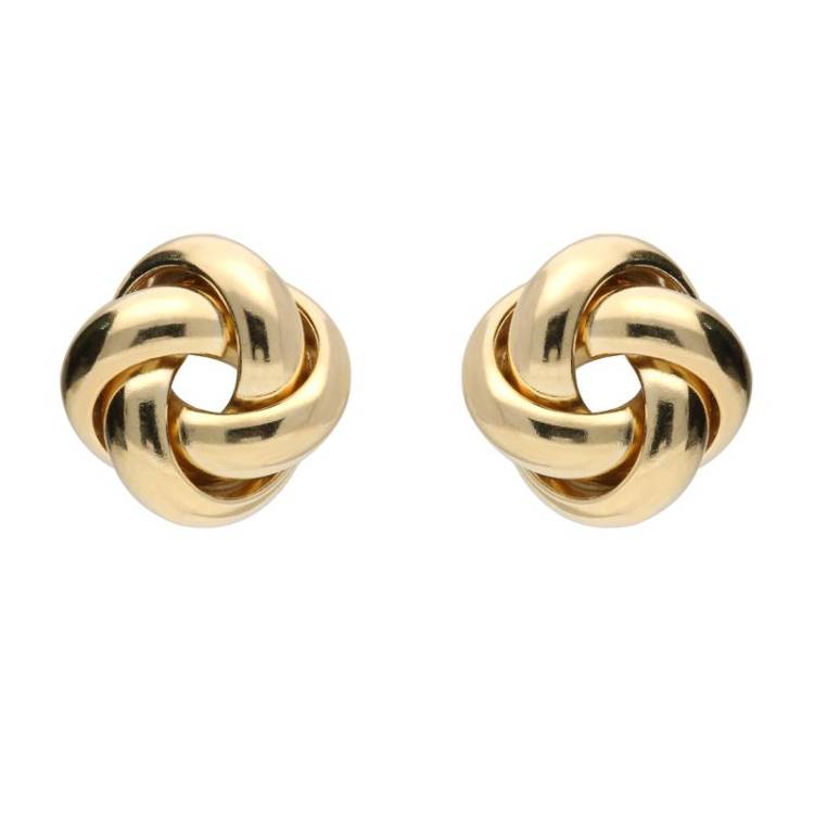 9ct Yellow Gold 9mm 4 Strand Knot Stud Earrings