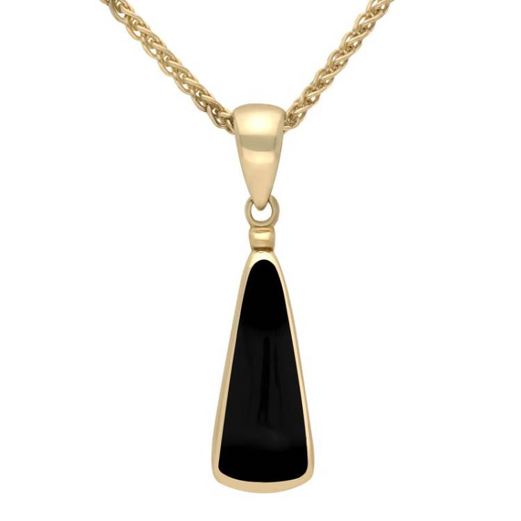 9ct Yellow Gold Whitby Jet Light Triangle Shape Necklace