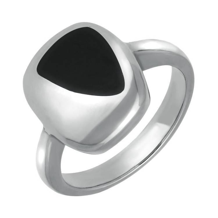 Sterling Silver Whitby Jet Freeform Oblong Shape Ring