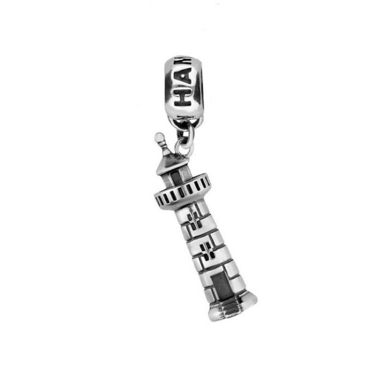 Sterling Silver Regatta Lighthouse Tube Charm - Silver