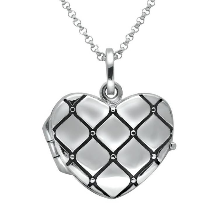 Sterling Silver Padded Heart Locket Necklace