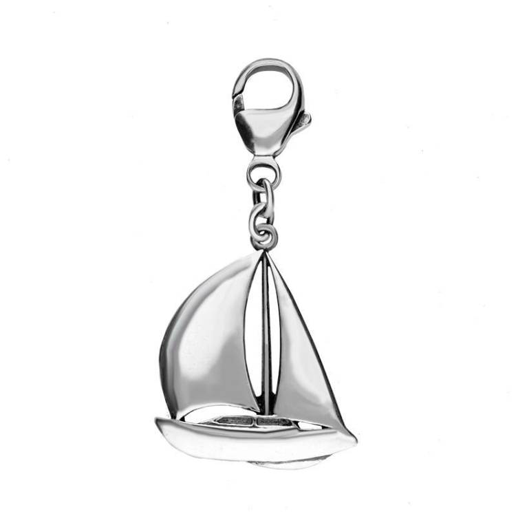 Sterling Silver Regatta Sail Boat Clip Charm - Silver