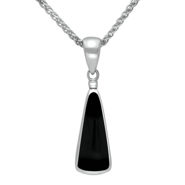 Sterling Silver Whitby Jet Light Triangle Shape Necklace