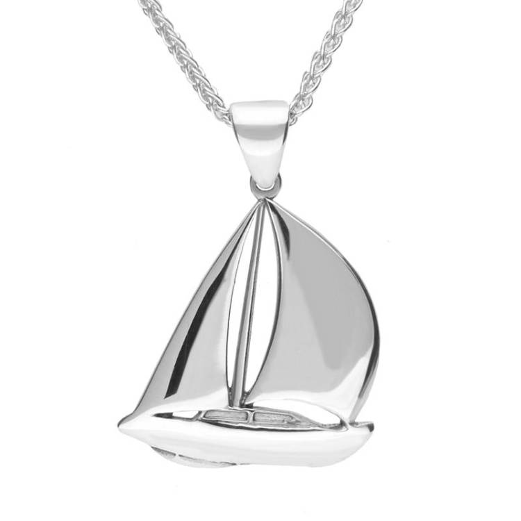Sterling Silver Regatta Sail Boat Necklace - Silver