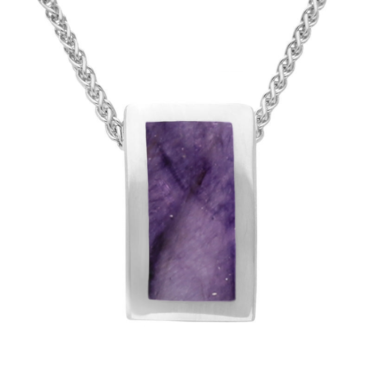 Sterling Silver Blue John Framed Oblong Necklace - Option1 Value Silver