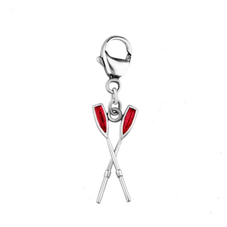 Sterling Silver Regatta Red Oar Clip Charm - Silver
