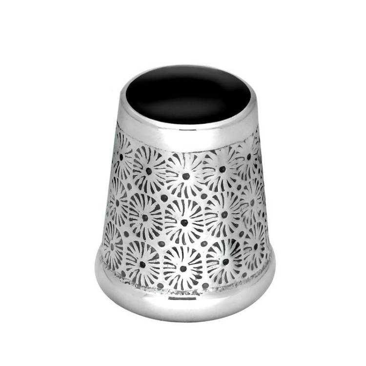 Sterling Silver Whitby Jet Flower Thimble