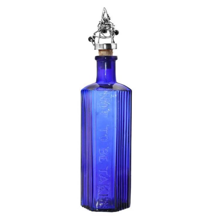 Sterling Silver Whitby Jet Spider Web Pyramid Glass Bottle