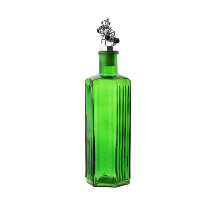Sterling Silver Whitby Jet Triple Spider Web Pyramid Glass Bottle