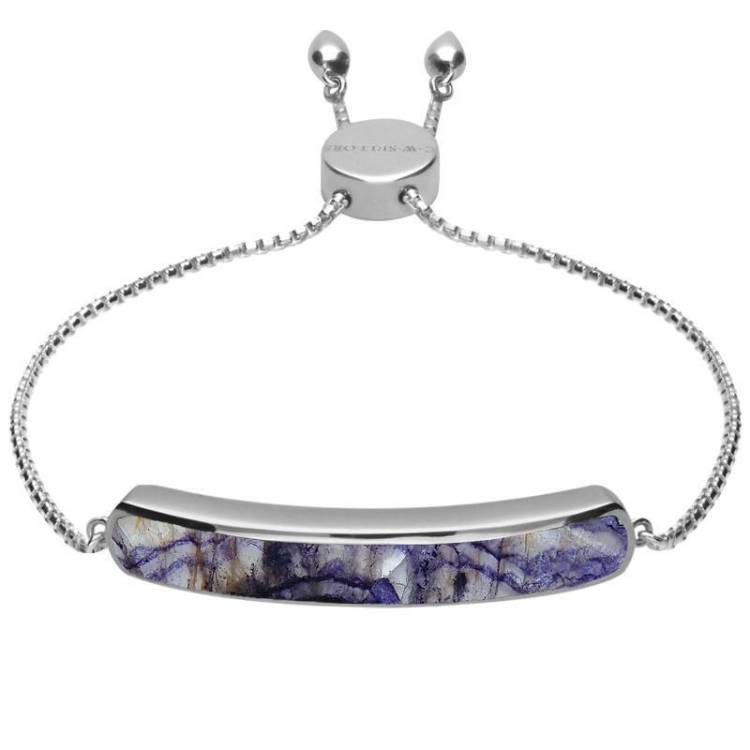 Sterling Silver Blue John Lineaire Long Bracelet