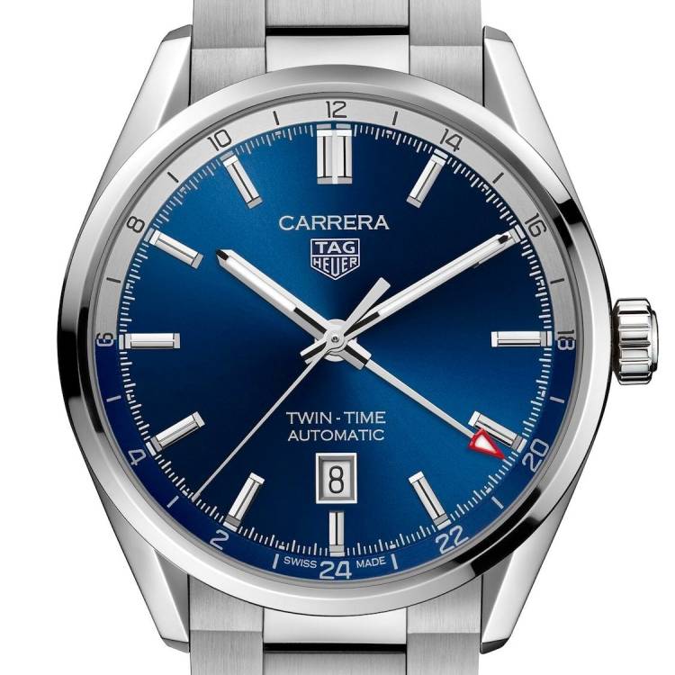 TAG Heuer Watch Carrera Calibre 7 Twin Time Automatic Mens - Blue