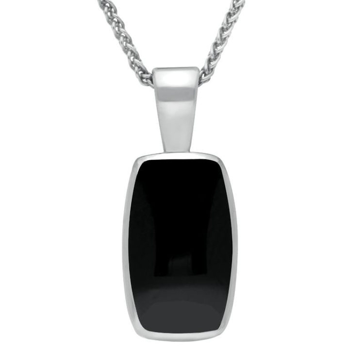 9ct White Gold Whitby Jet Barrel Shaped Necklace