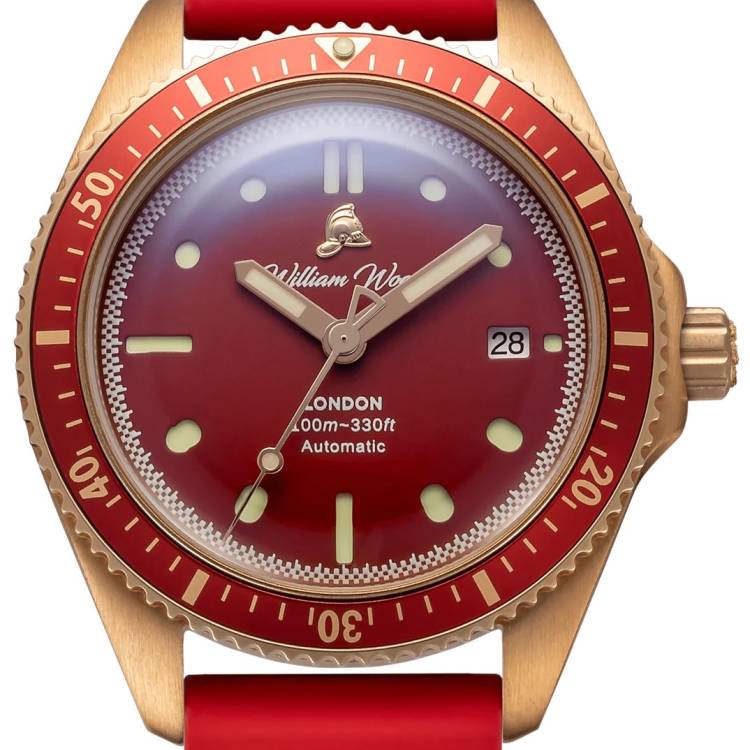 William Wood Watch Bronze Ruby Red Fire Hose