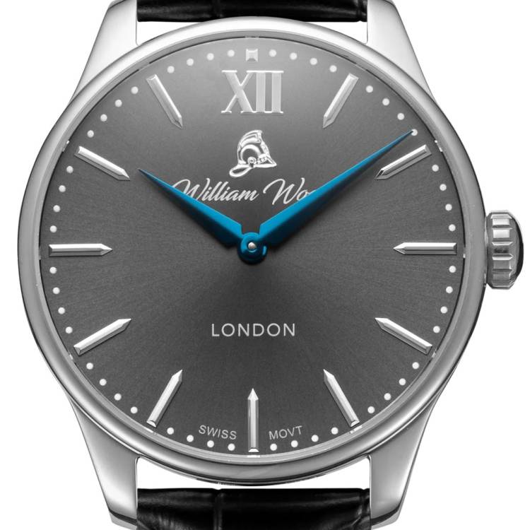 William Wood Watch Chivalrous Gun Metal Black Leather