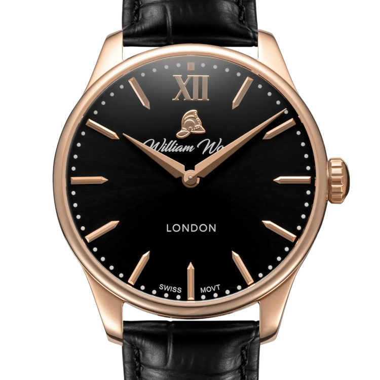 William Wood Watch Chivalrous Rose Gold Black Leather