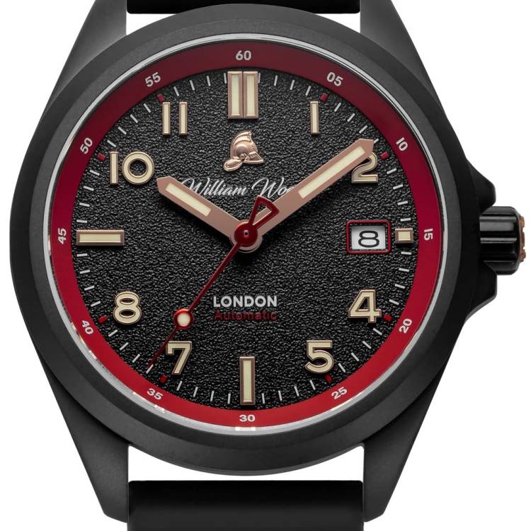 William Wood Watch Fearless Red Black Fire Hose