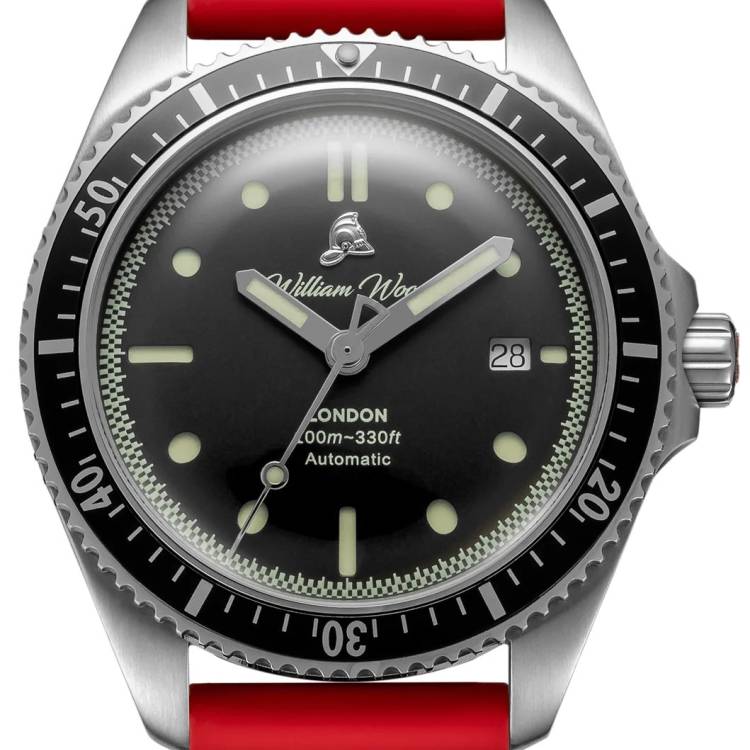 William Wood Watch Valiant Black Red Fire Hose