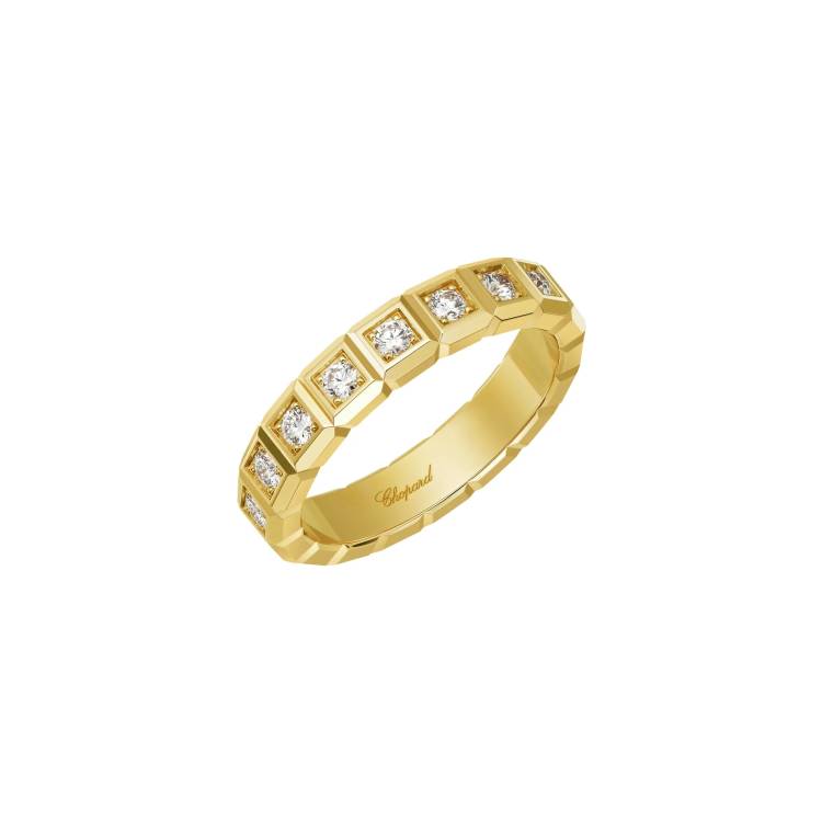 Chopard Ice Cube 18ct Yellow Gold Diamond Half Set Medium Ring - 57