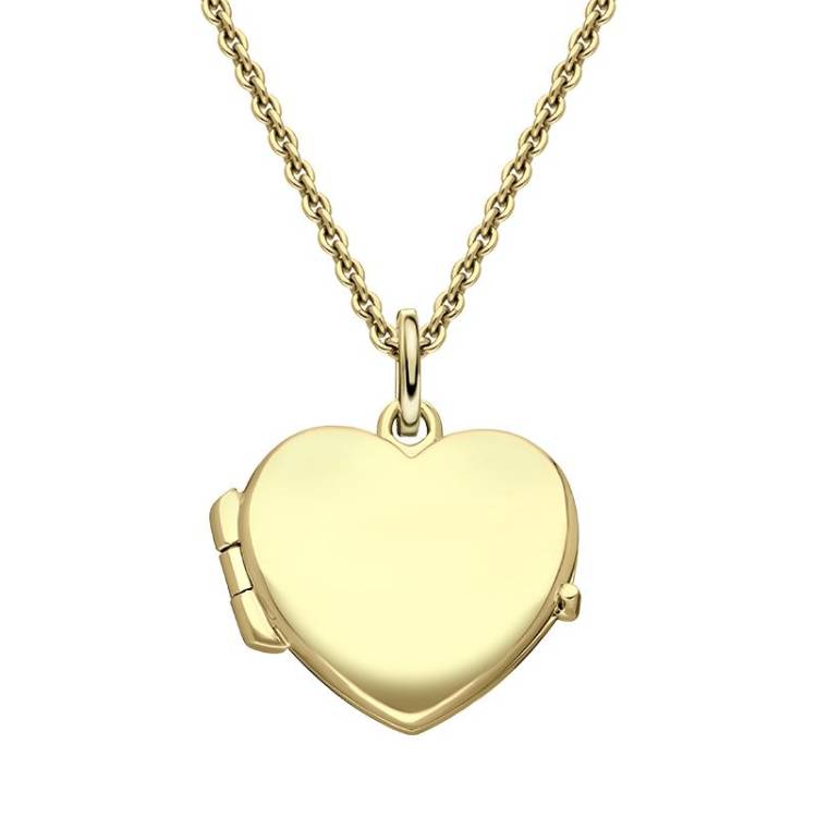 Yellow Gold Plated Sterling Silver Heart Keepsake Locket - Gold