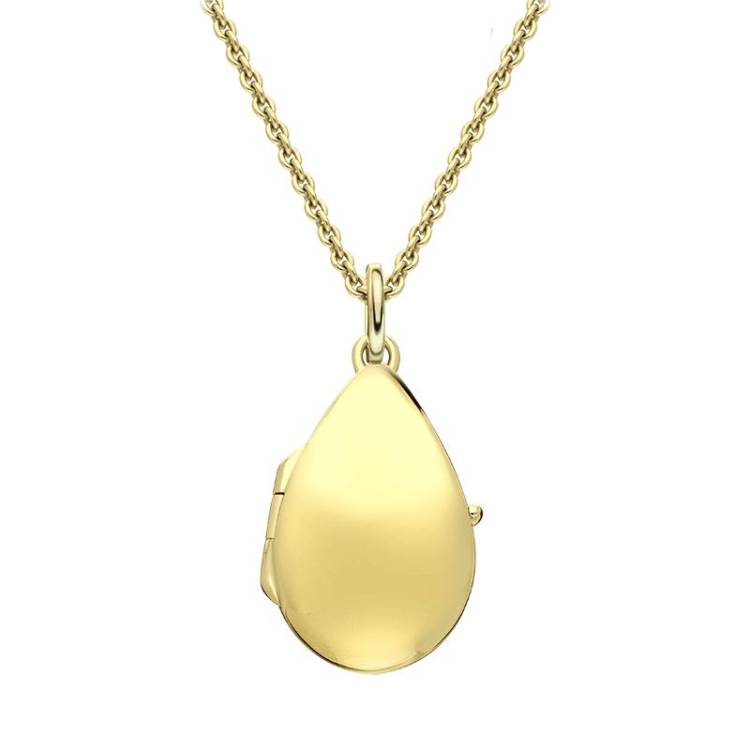 Yellow Gold Plated Sterling Silver Small Pear Shape Keepsake Locket - Gold