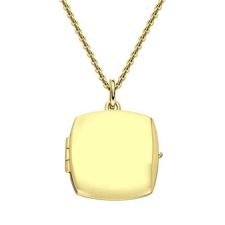 Yellow Gold Plated Sterling Silver Small Square Keepsake Locket - Gold
