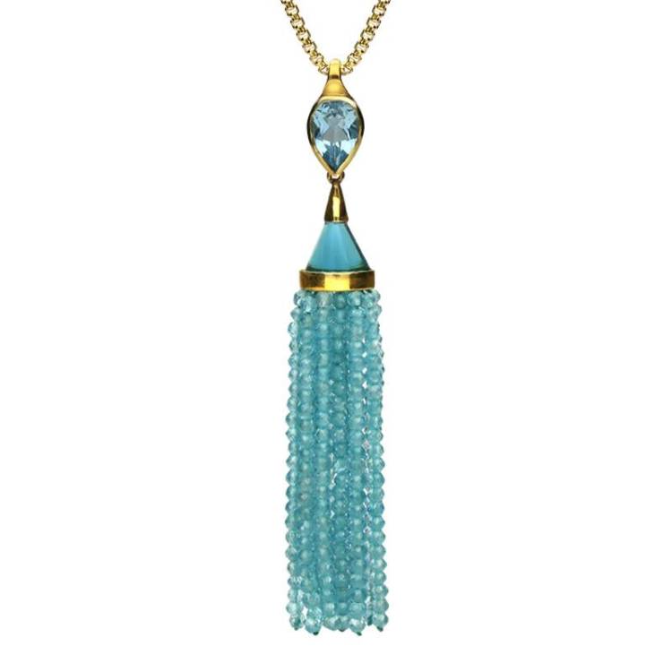 Yellow Gold Plated Sterling Silver Aquamarine Cascade Necklace D - Option1 Value Yellow Gold