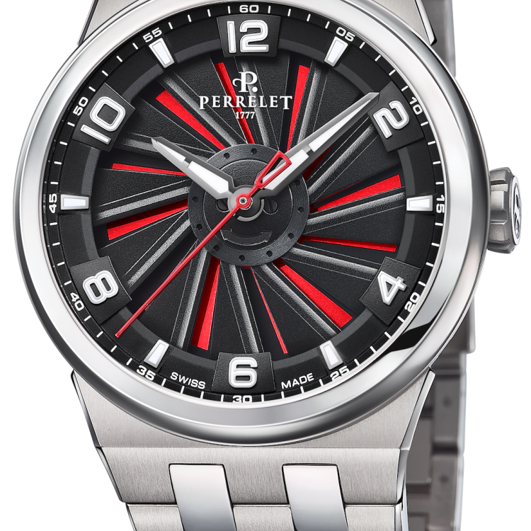 Perrelet Watch Turbine Titanium 41 Red Bracelet