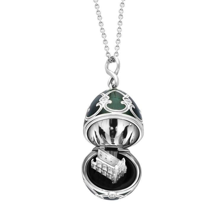 Faberge Palais Tsarskoye Selo White Gold Locket With Whitby Jet Surprise Limited Edition Locket