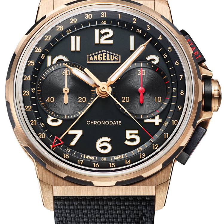 Angelus Watch Chronodate Red Gold Rubber
