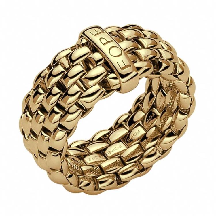Fope Flex'it Essentials 18ct Yellow Gold Wide Ring - M