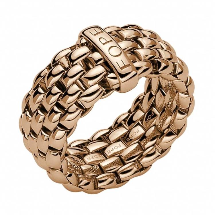 Fope Flex'it Essentials 18ct Rose Gold Wide Ring - L