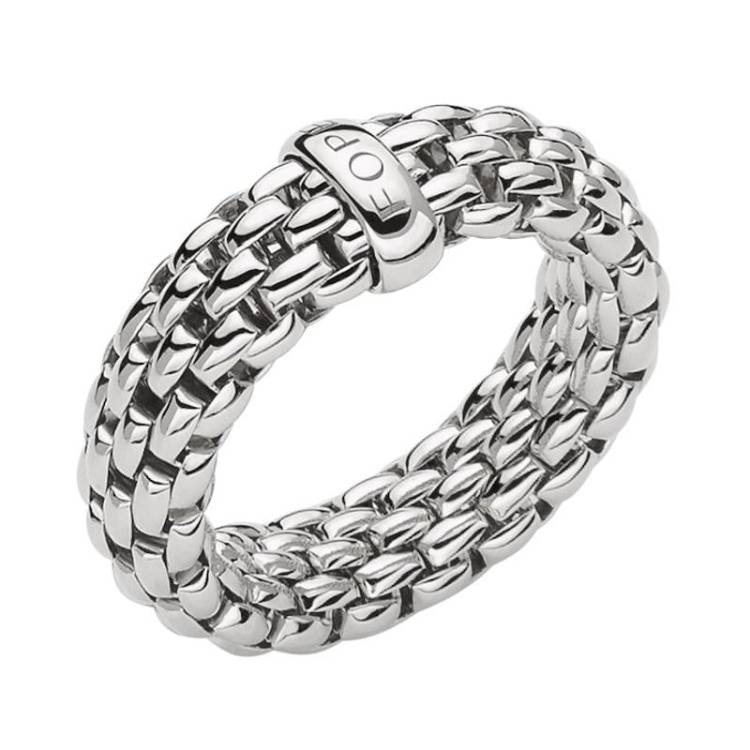 Fope Flex'it Essentials 18ct White Gold Medium Wide Ring - S