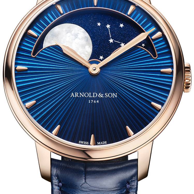 Arnold & Son Watch Perpetual Moon 41.5 Red Gold - Blue
