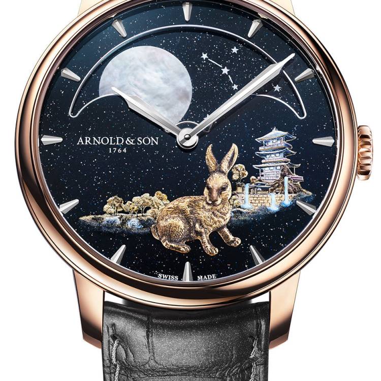Arnold & Son Watch Perpetual Moon Year of the Rabbit Limited Edition - Black