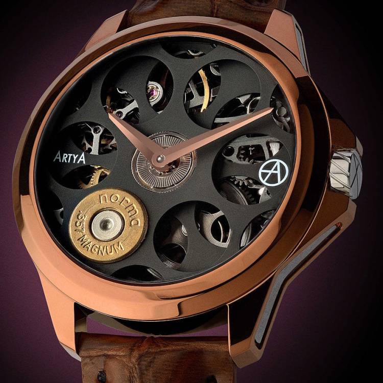 ArtyA Watch Son of a Gun Russian Roulette Desert Eagle Choco Gold Limited Edition - Black