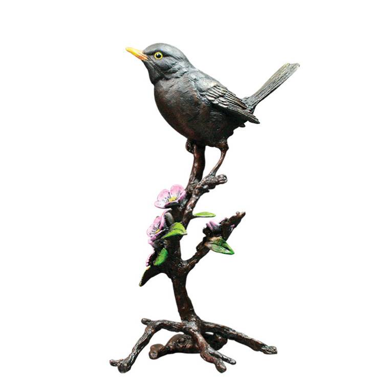 Art In Bronze Blackbird with Blossom Bronze Figurine