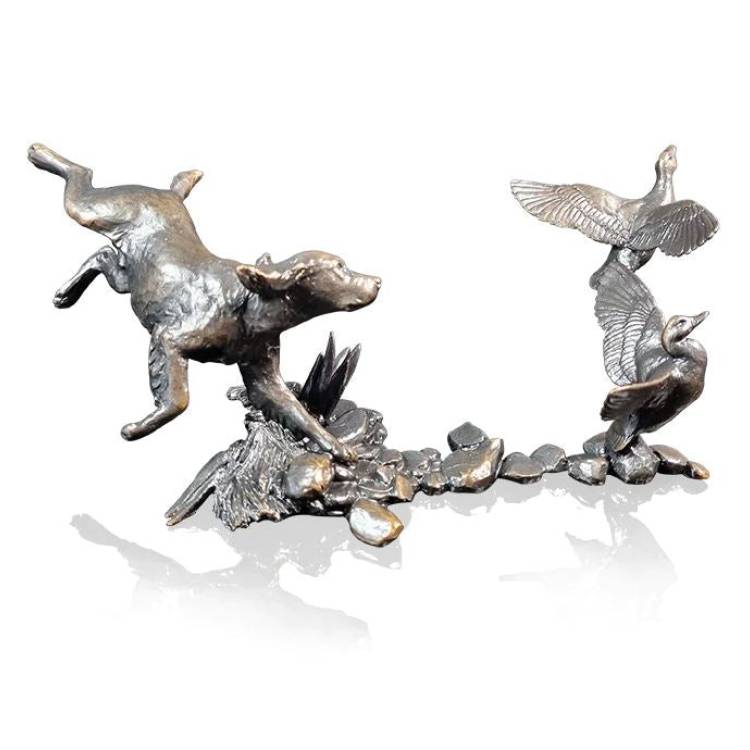 Art In Bronze Cocker Spaniel with Mallards Figurine