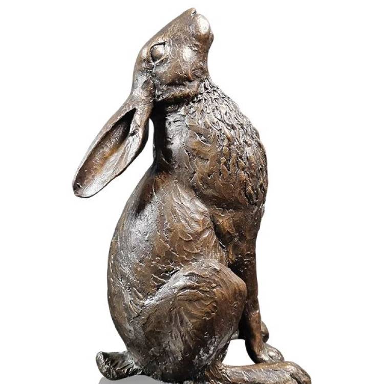 Art In Bronze Large Hare Moon Gazing Figurine