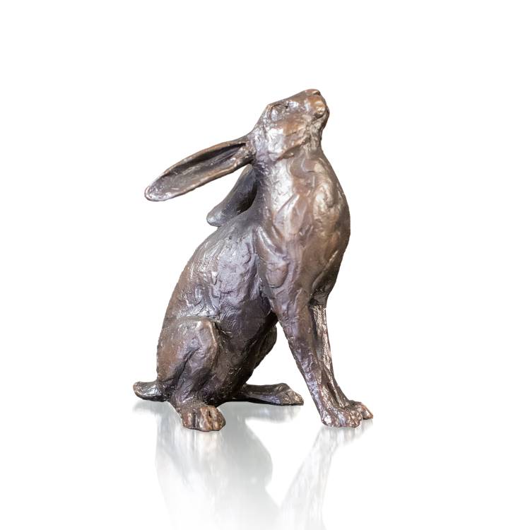 Art In Bronze Medium Hare Moon Gazing Bronze Figurine