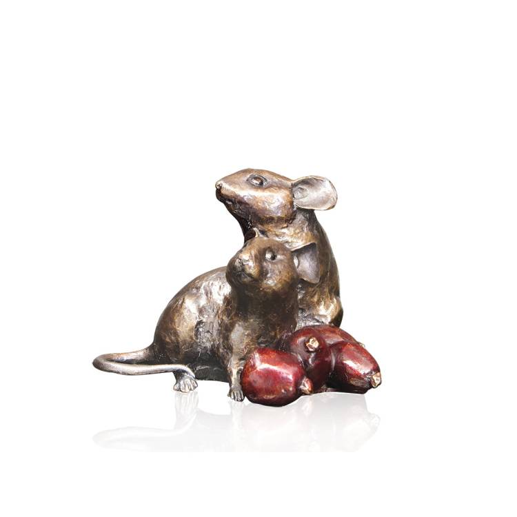 Art In Bronze Mice with Rosehips Bronze Figurine