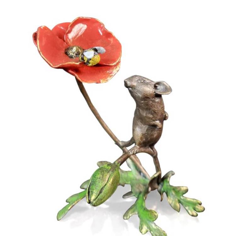 Art In Bronze Mouse with Honeybee Hand Painted Figurine