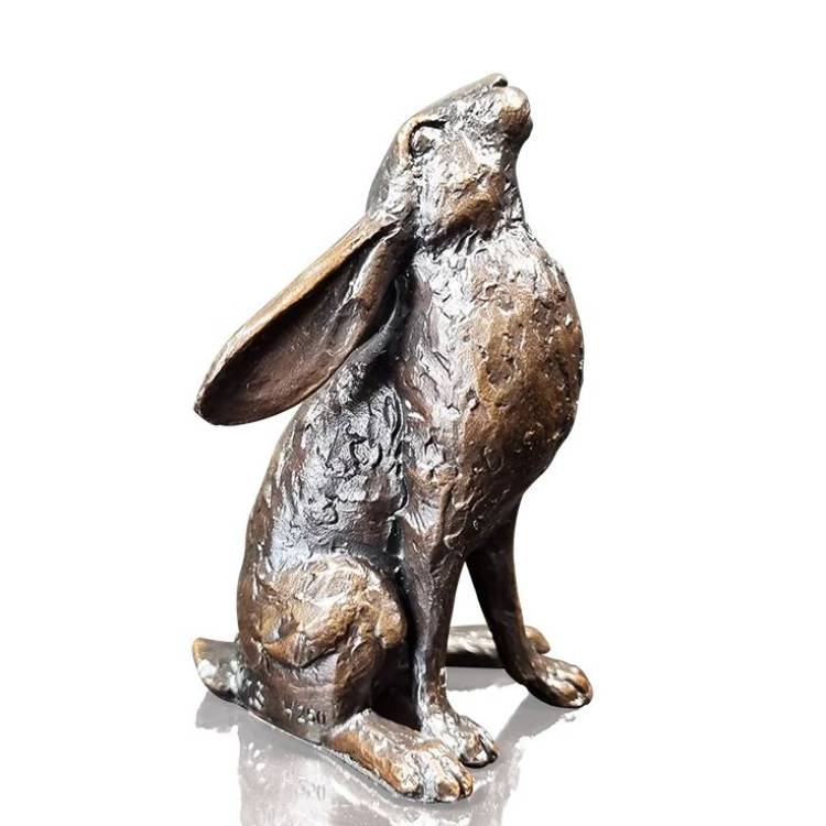 Art In Bronze Small Hare Moon Gazing Figurine