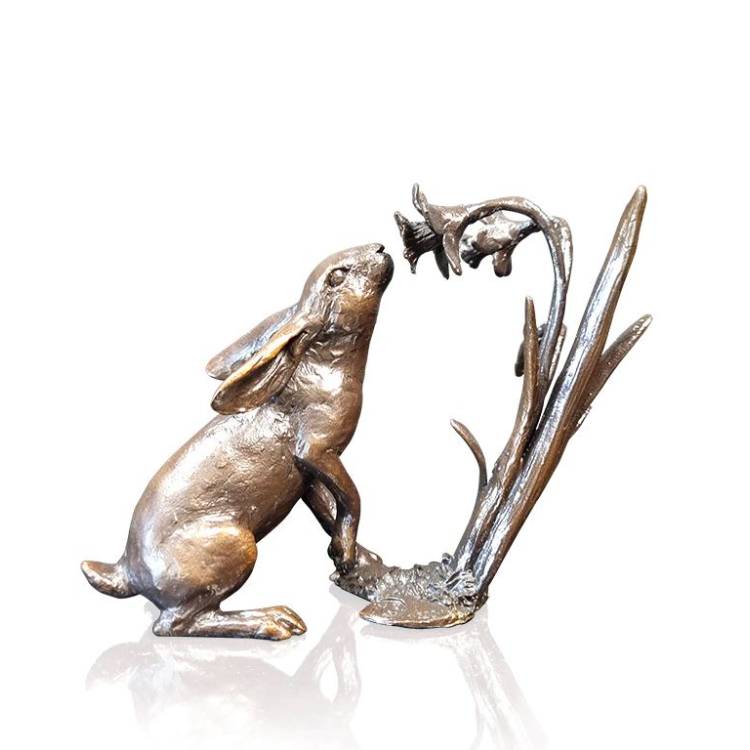 Art In Bronze Small Hare with Daffodils Figurine