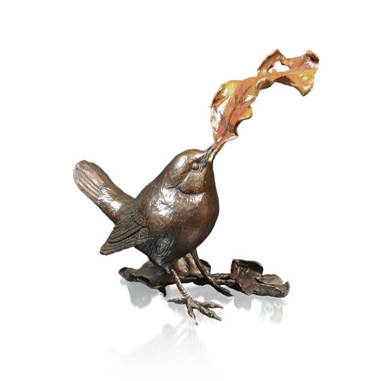 Art In Bronze Wren with Oak Leaf Bronze Figurine