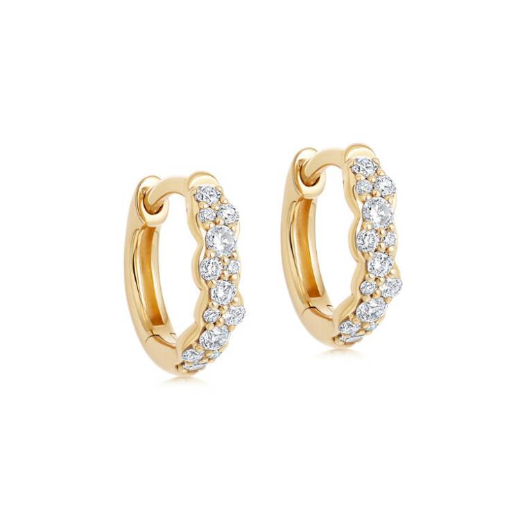 Astley Clarke Huggie Interstellar 14ct Yellow Gold 0.19ct Diamond Hoop Earrings - Gold