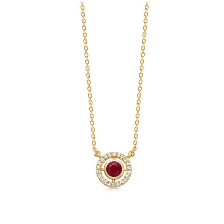 Astley Clarke Mini Icon Aura 14ct Yellow Gold Diamond Ruby Pendant - Gold